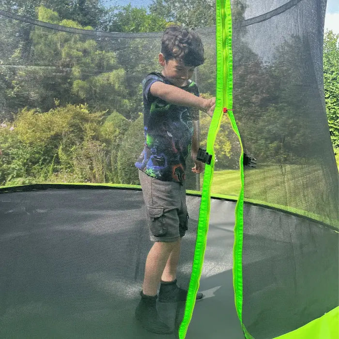 12ft JumpPRO™ Xplore Green Round Trampoline with Enclosure