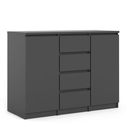 Buffet 4 tiroirs 2 portes en noir mat