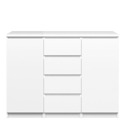 Buffet - 4 tiroirs 2 portes en blanc brillant