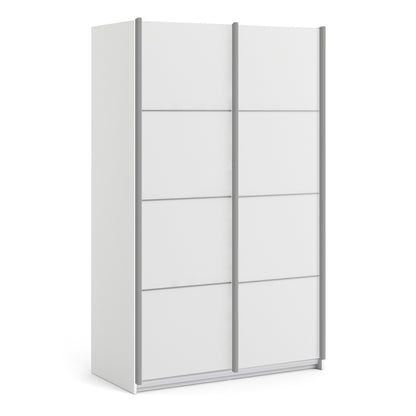The 'Patsy' Collection.  Sliding Wardrobe 120cm in White with White Doors with 2 Shelves