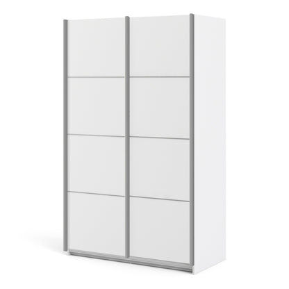 The 'Patsy' Collection.  Sliding Wardrobe 120cm in White with White Doors with 2 Shelves