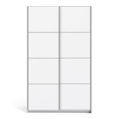 The 'Patsy' Collection.  Sliding Wardrobe 120cm in White with White Doors with 2 Shelves