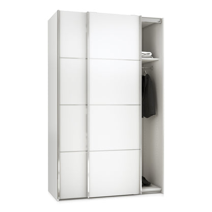 The 'Patsy' Collection.  Sliding Wardrobe 120cm in White with White Doors with 2 Shelves