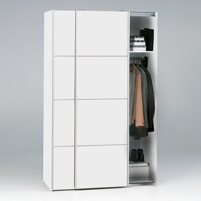 The 'Patsy' Collection.  Sliding Wardrobe 120cm in White with White Doors with 2 Shelves