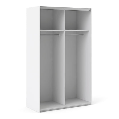 The 'Patsy' Collection.  Sliding Wardrobe 120cm in White with White Doors with 2 Shelves