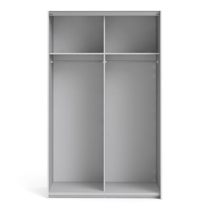 The 'Patsy' Collection.  Sliding Wardrobe 120cm in White with White Doors with 2 Shelves