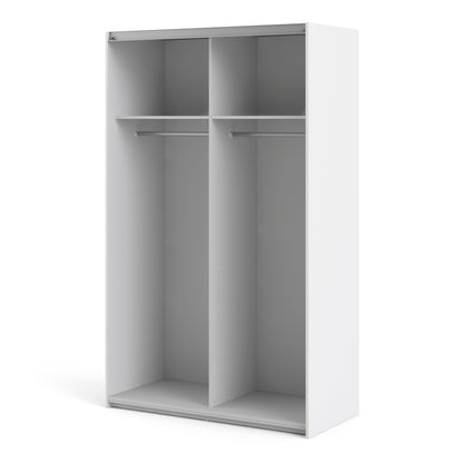 The 'Patsy' Collection.  Sliding Wardrobe 120cm in White with White Doors with 2 Shelves