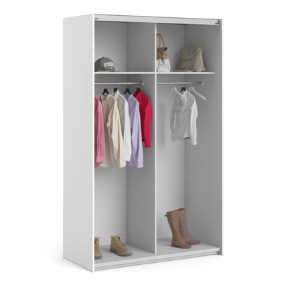 The 'Patsy' Collection.  Sliding Wardrobe 120cm in White with White Doors with 2 Shelves