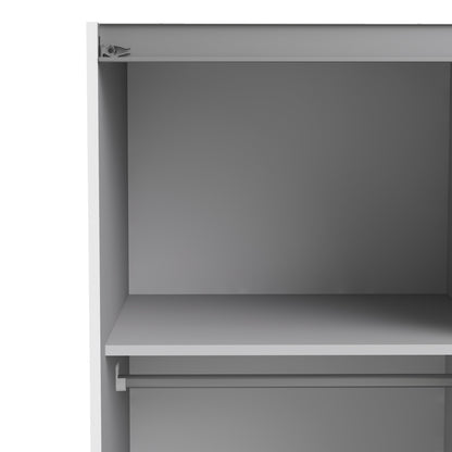 The 'Patsy' Collection.   Sliding Wardrobe 120cm in White with Oak Doors with 2 Shelves