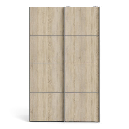 The 'Patsy' Collection.   Sliding Wardrobe 120cm in White with Oak Doors with 2 Shelves