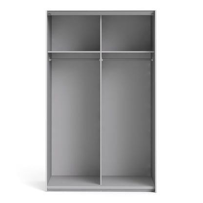 The 'Patsy' Collection.   Sliding Wardrobe 120cm in White with Oak Doors with 2 Shelves
