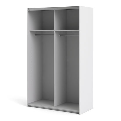 The 'Patsy' Collection.   Sliding Wardrobe 120cm in White with Oak Doors with 2 Shelves