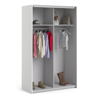 The 'Patsy' Collection.   Sliding Wardrobe 120cm in White with Oak Doors with 2 Shelves