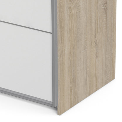 The 'Patsy' Collection.   Sliding Wardrobe 120cm in Oak with White Doors with 2 Shelves