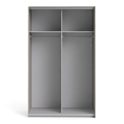 The 'Patsy' Collection.   Sliding Wardrobe 120cm in Oak with White Doors with 2 Shelves