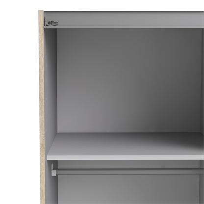 The 'Patsy' Collection.   Sliding Wardrobe 120cm in Oak with White Doors with 5 Shelves