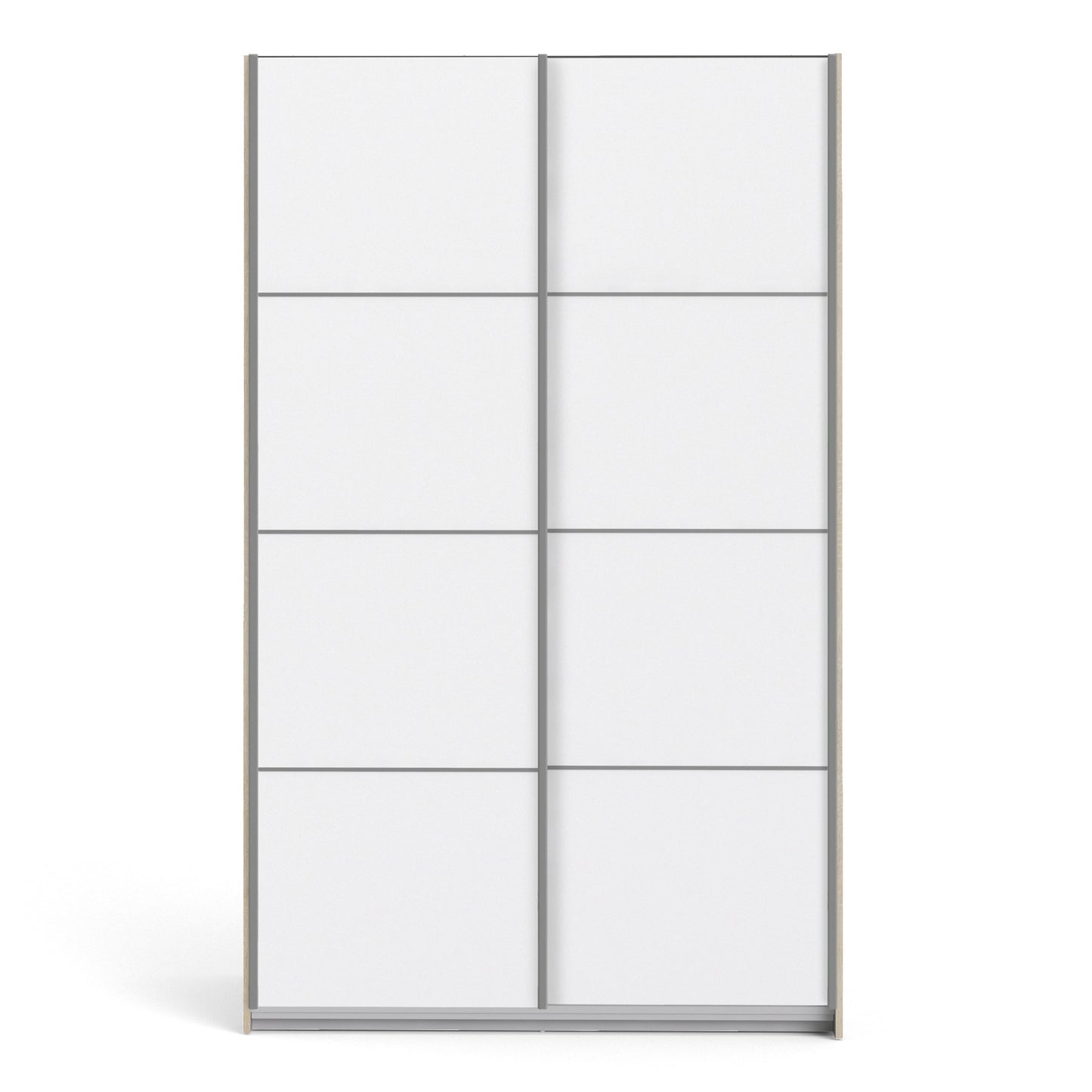The 'Patsy' Collection.   Sliding Wardrobe 120cm in Oak with White Doors with 5 Shelves