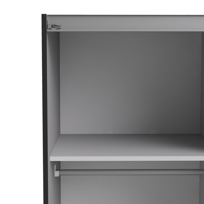 The 'Patsy' Collection.   Sliding Wardrobe 120cm in Black Matt with Oak Doors with 5 Shelves