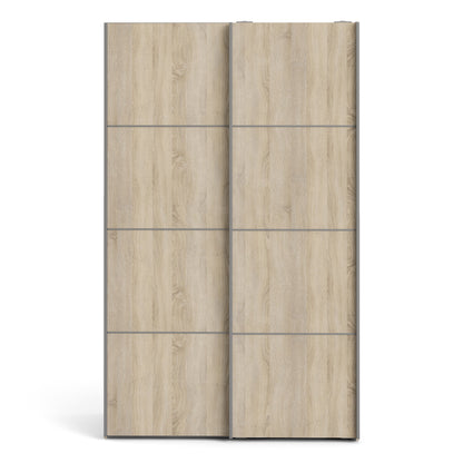 The 'Patsy' Collection.   Sliding Wardrobe 120cm in Black Matt with Oak Doors with 5 Shelves