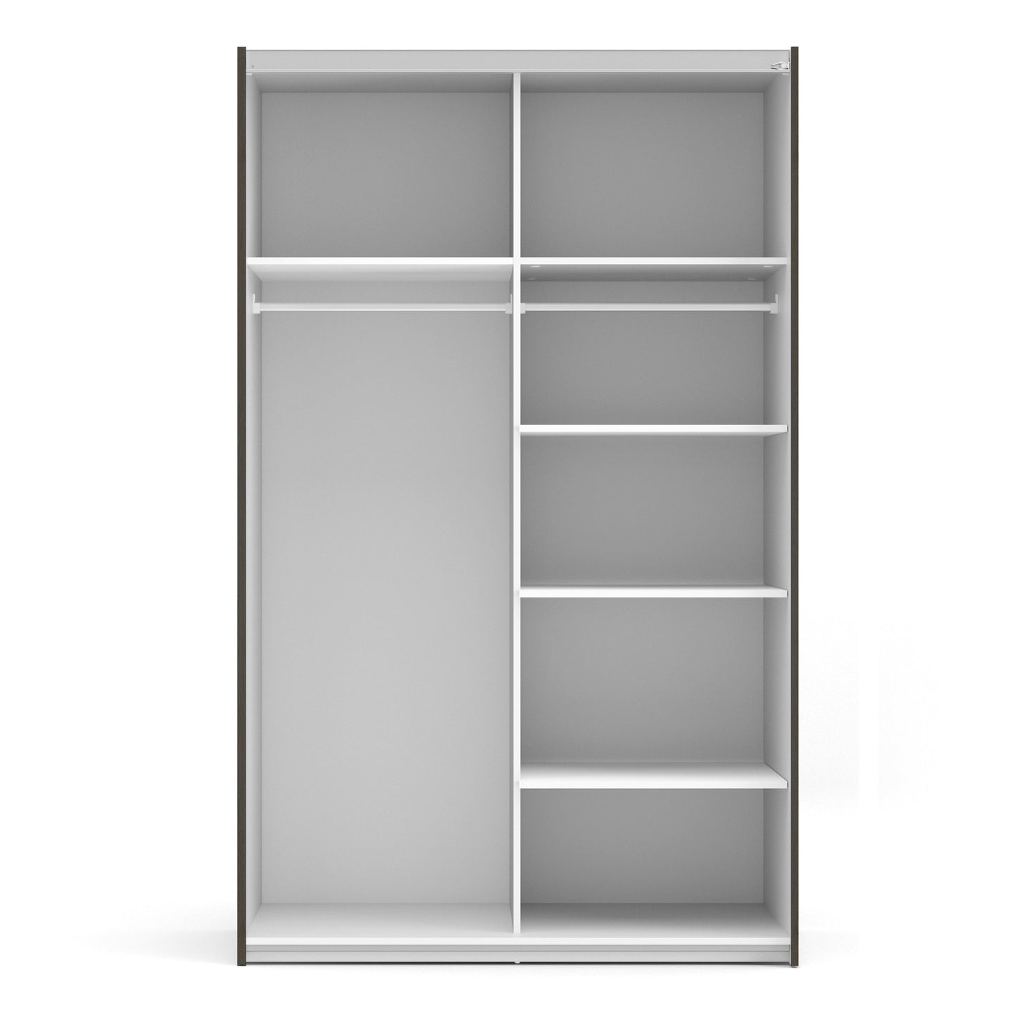The 'Patsy' Collection.   Sliding Wardrobe 120cm in Black Matt with Oak Doors with 5 Shelves