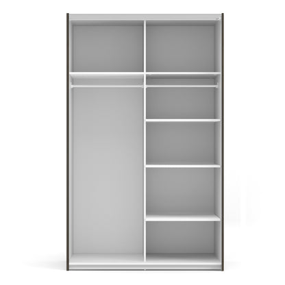 The 'Patsy' Collection.   Sliding Wardrobe 120cm in Black Matt with Oak Doors with 5 Shelves