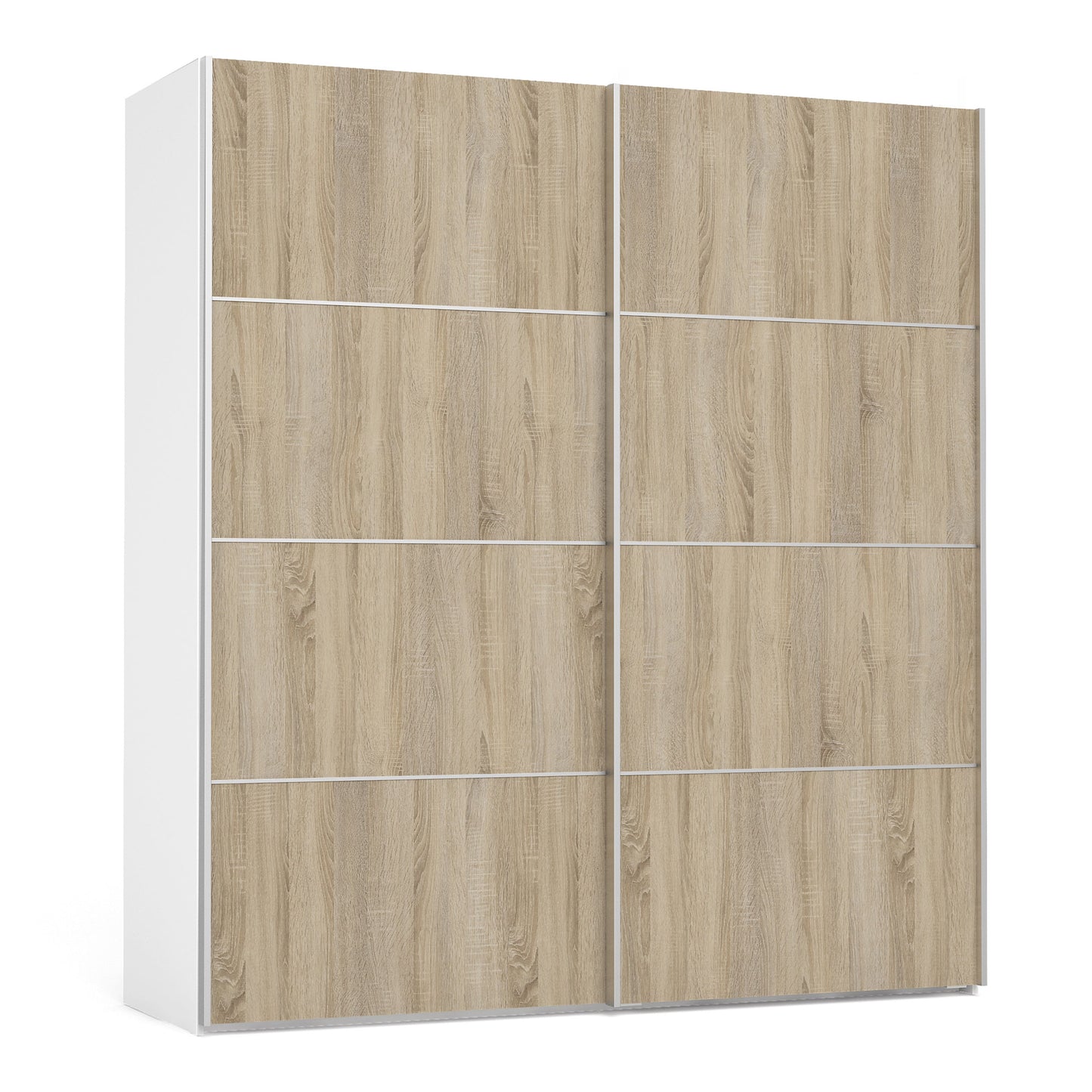 The 'Patsy' Collection.   Sliding Wardrobe 180cm in White with Oak Doors with 2 Shelves