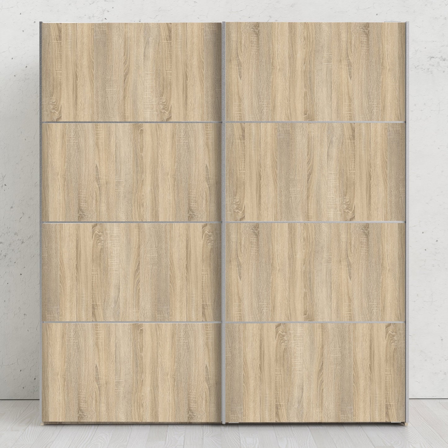 The 'Patsy' Collection.   Sliding Wardrobe 180cm in White with Oak Doors with 2 Shelves