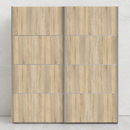 The 'Patsy' Collection.   Sliding Wardrobe 180cm in White with Oak Doors with 2 Shelves