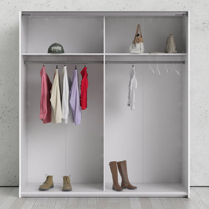 The 'Patsy' Collection.   Sliding Wardrobe 180cm in White with Oak Doors with 2 Shelves