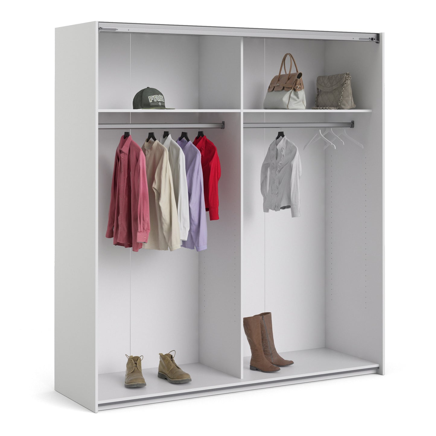 The 'Patsy' Collection.   Sliding Wardrobe 180cm in White with Oak Doors with 2 Shelves