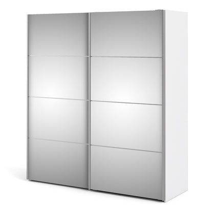 Colección 'Patsy'. Armario corredero de 180 cm en color blanco con puertas de espejo y 2 estantes