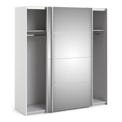 Colección 'Patsy'. Armario corredero de 180 cm en color blanco con puertas de espejo y 2 estantes