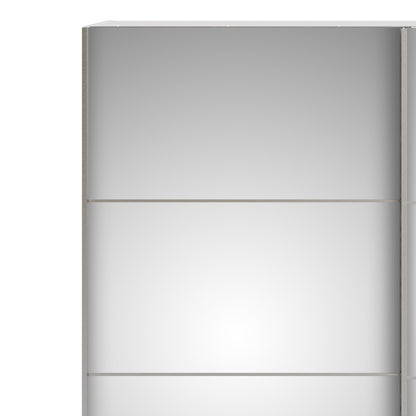 Colección 'Patsy'. Armario corredero de 180 cm en color blanco con puertas de espejo y 2 estantes