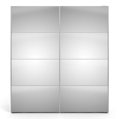 Colección 'Patsy'. Armario corredero de 180 cm en color blanco con puertas de espejo y 2 estantes