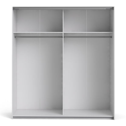 Colección 'Patsy'. Armario corredero de 180 cm en color blanco con puertas blancas y roble con 2 estantes