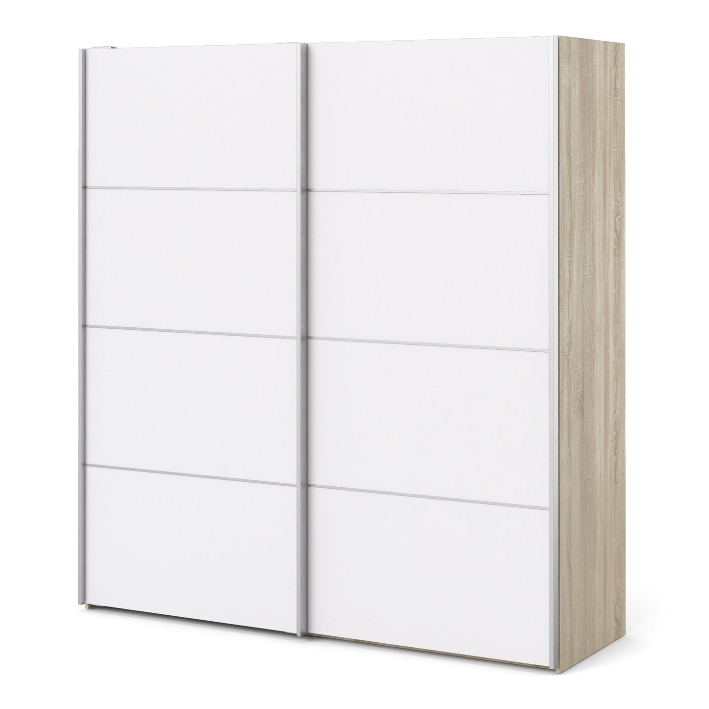 The 'Patsy' Collection.   Sliding Wardrobe 180cm in Oak with White Doors with 2 Shelves