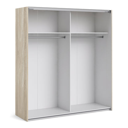 The 'Patsy' Collection.   Sliding Wardrobe 180cm in Oak with White Doors with 2 Shelves