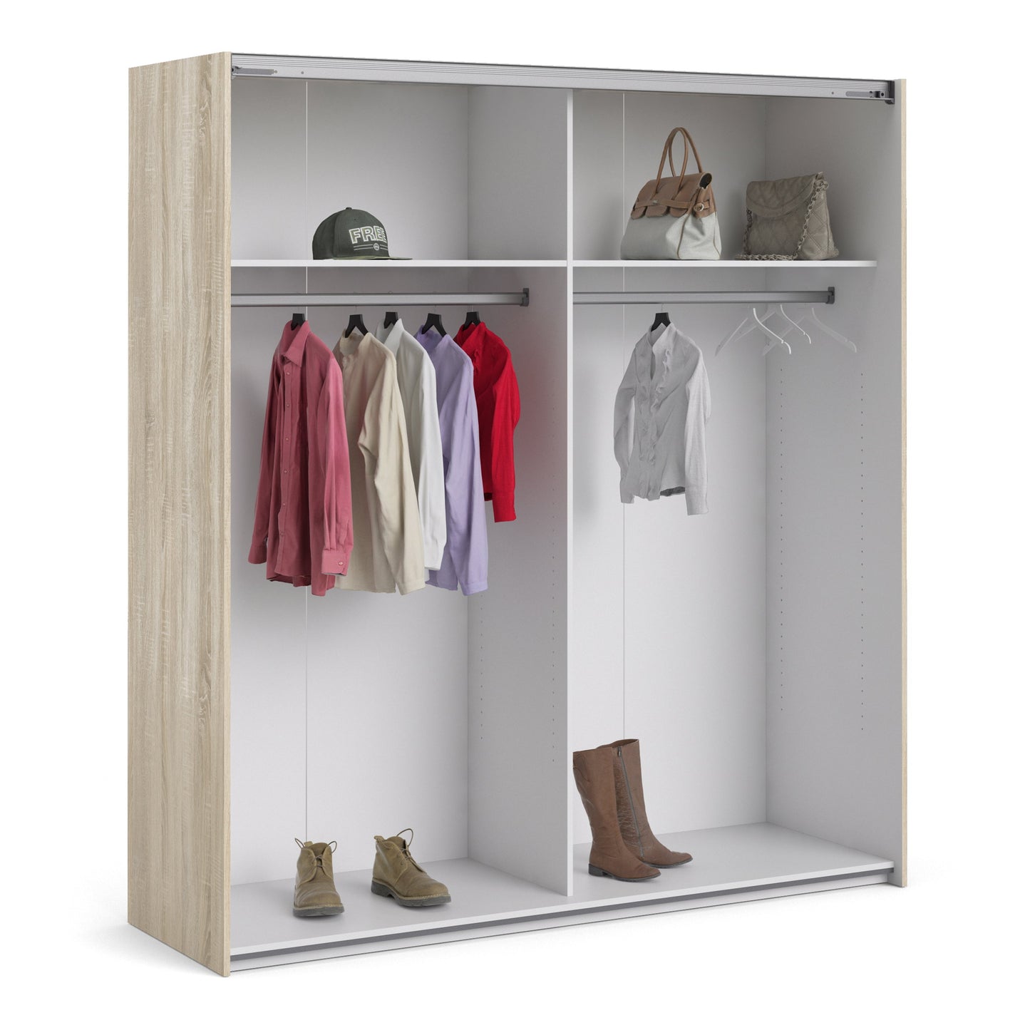 The 'Patsy' Collection.   Sliding Wardrobe 180cm in Oak with Oak Doors with 2 Shelves