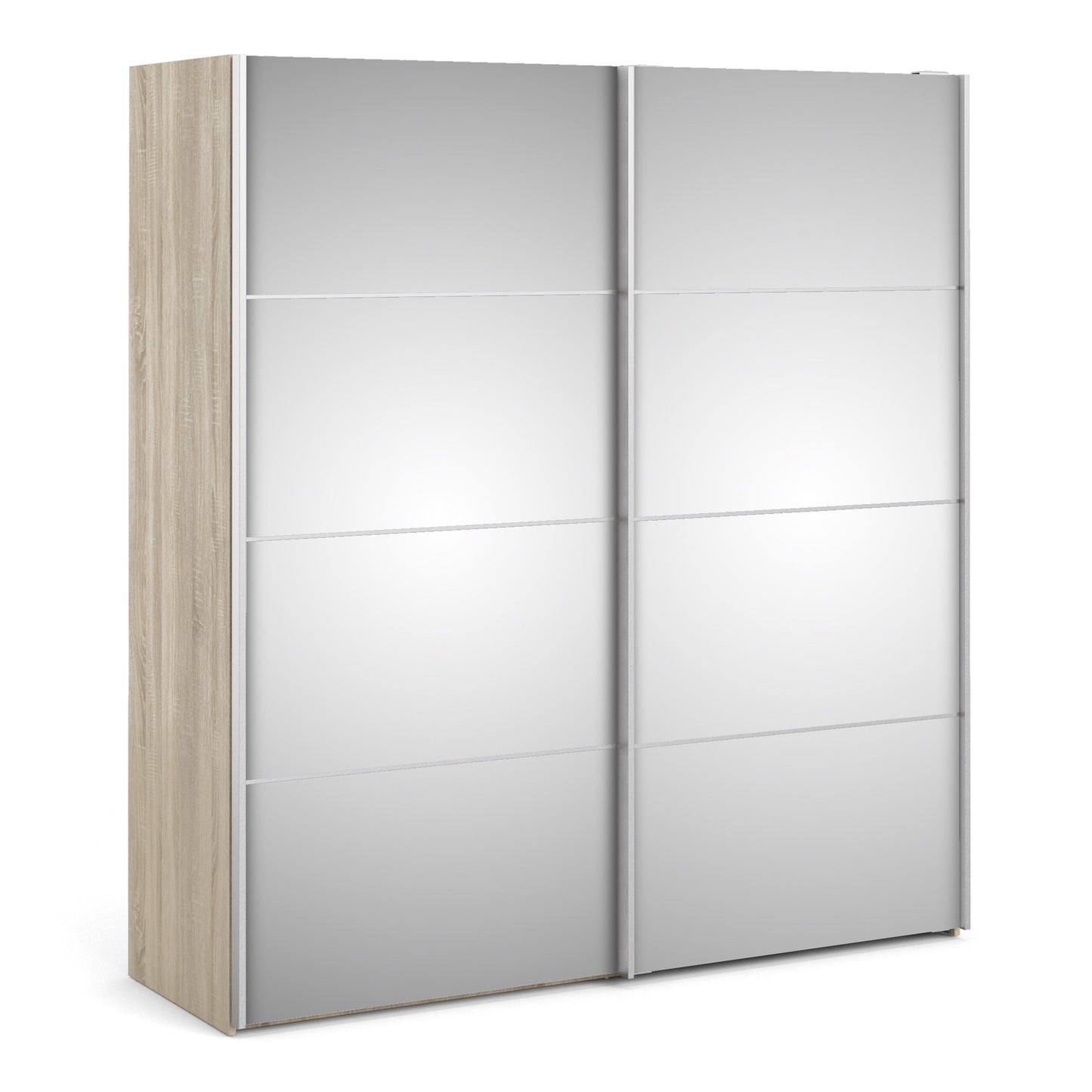 The 'Patsy' Collection.   Sliding Wardrobe 180cm in Oak with Mirror Doors with 2 Shelves