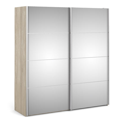 The 'Patsy' Collection.   Sliding Wardrobe 180cm in Oak with Mirror Doors with 2 Shelves