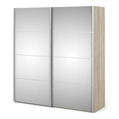 The 'Patsy' Collection.   Sliding Wardrobe 180cm in Oak with Mirror Doors with 2 Shelves