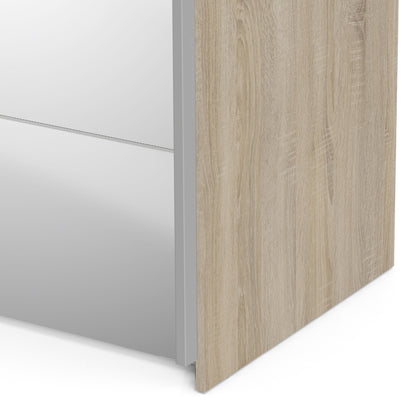 The 'Patsy' Collection.   Sliding Wardrobe 180cm in Oak with Mirror Doors with 2 Shelves