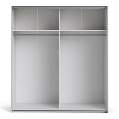 The 'Patsy' Collection.   Sliding Wardrobe 180cm in Oak with Mirror Doors with 2 Shelves