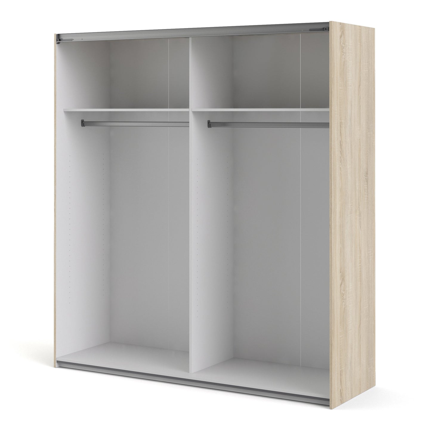 The 'Patsy' Collection.   Sliding Wardrobe 180cm in Oak with Mirror Doors with 2 Shelves