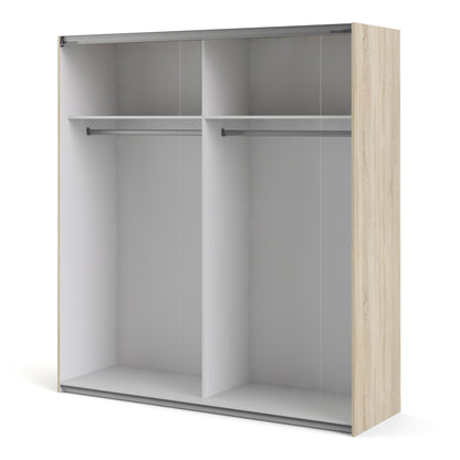 The 'Patsy' Collection.   Sliding Wardrobe 180cm in Oak with Mirror Doors with 2 Shelves