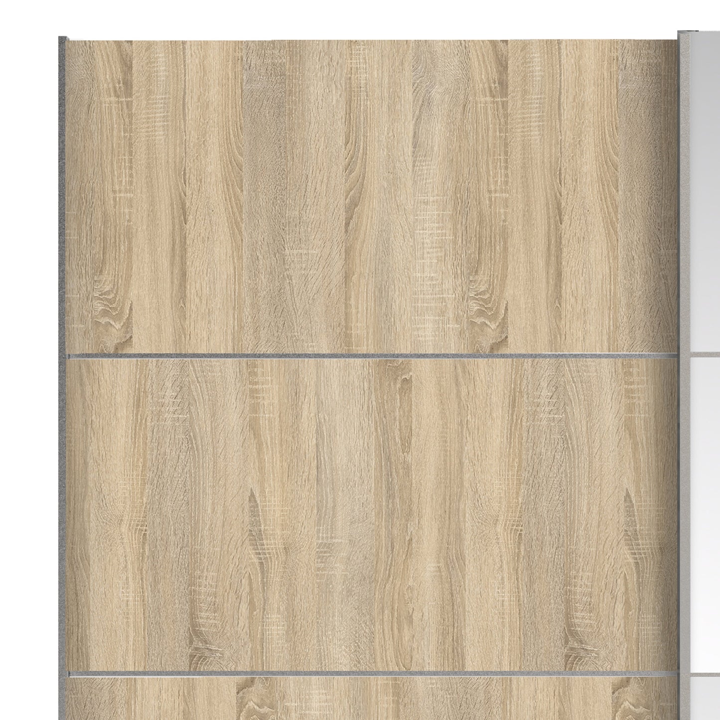 The 'Patsy' Collection.   Sliding Wardrobe 180cm in Oak with Oak and Mirror Doors with 2 Shelves