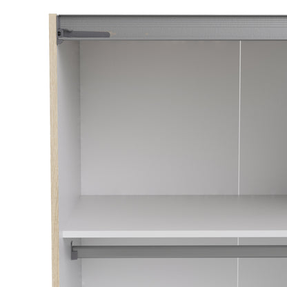 The 'Patsy' Collection.   Sliding Wardrobe 180cm in Oak with Oak and Mirror Doors with 2 Shelves