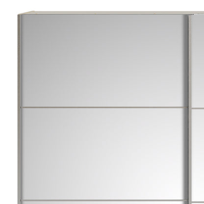 La collection 'Patsy'. Armoire coulissante 180 cm en chêne avec portes miroir et 5 étagères