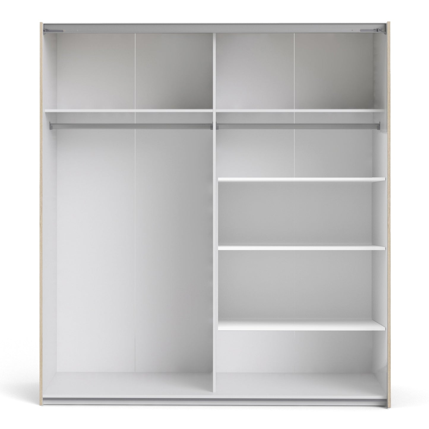 La collection 'Patsy'. Armoire coulissante 180 cm en chêne avec portes miroir et 5 étagères