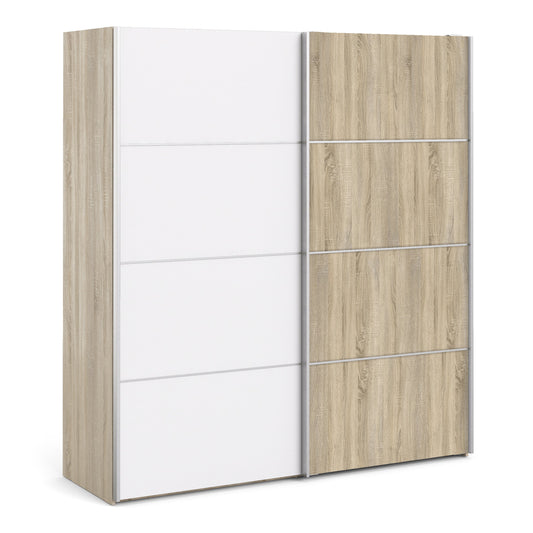 The 'Patsy' Collection.   Sliding Wardrobe 180cm in Oak with White and Oak doors with 5 Shelves